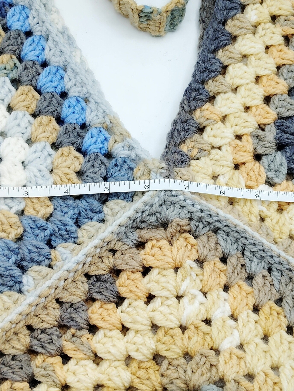 Handmade Crochet Triangle Shoulder Bag in Multicolor Earth Tone - Picture 6 of 6